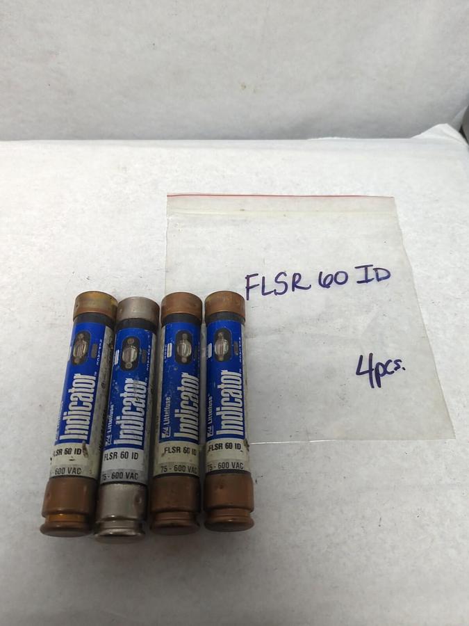 Used LITTELFUSE,FLSR60ID,INDICATOR 60 AMP FUSE LOT OF 4 PRE-OWNED