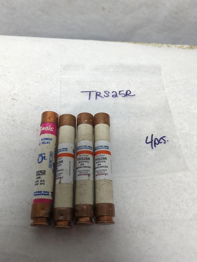 Used FERRAZ SHAWMUT,TRS25R,TRI-ONIC 25 AMP FUSE LOT OF 4 PRE-OWNED