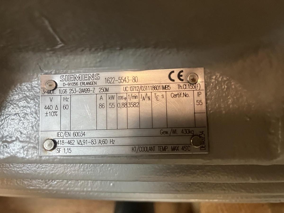 SIEMENS,1LG6-253-2AA99-Z,MOTOR 55kW 440V 250M 3582RPM 3PH