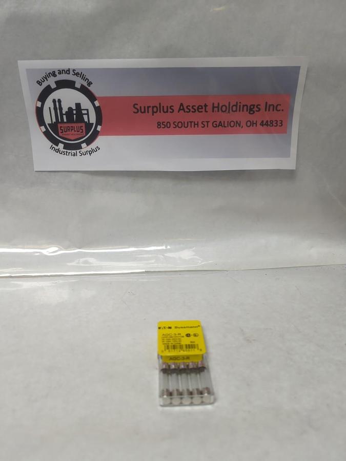 COOPER BUSSMANN,AGC-3-R,FAST ACTING 3 AMP FUSE PACK OF 5 NOS