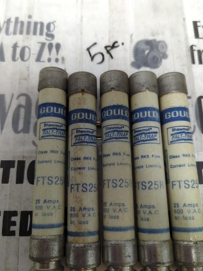 GOULD SHAWMUT,FTS25R,FALT-TRIP 25 AMP FUSES LOT OF 5 NOS