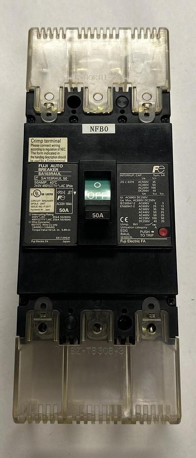 Used FUJI,SA103RAUL50,CIRCUIT BREAKER 50A 240V 3P