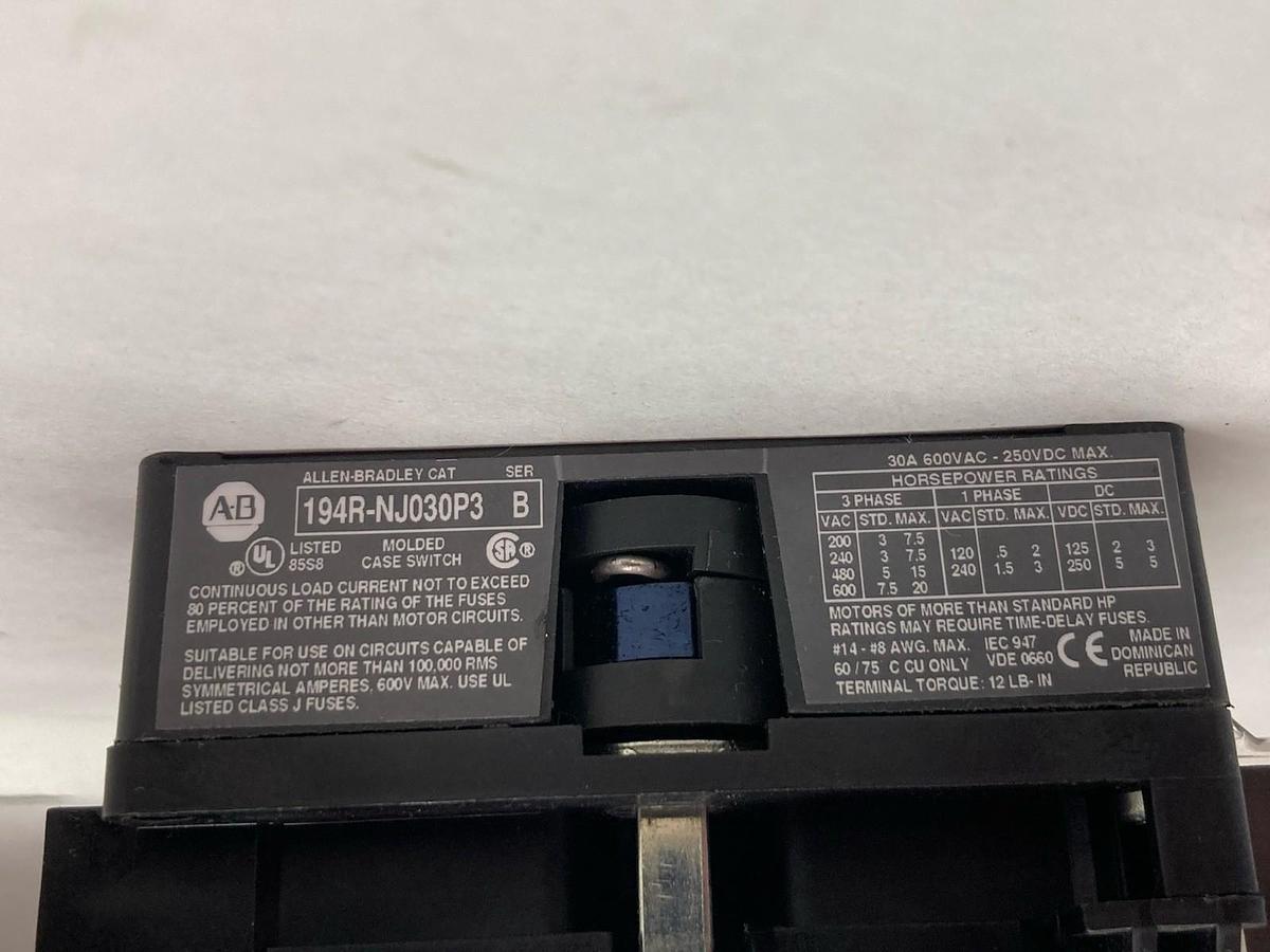 Allen-Bradley,194R-NJ030P3,Rod Operated Fusible Disconnect Ser B 600Vac 30A