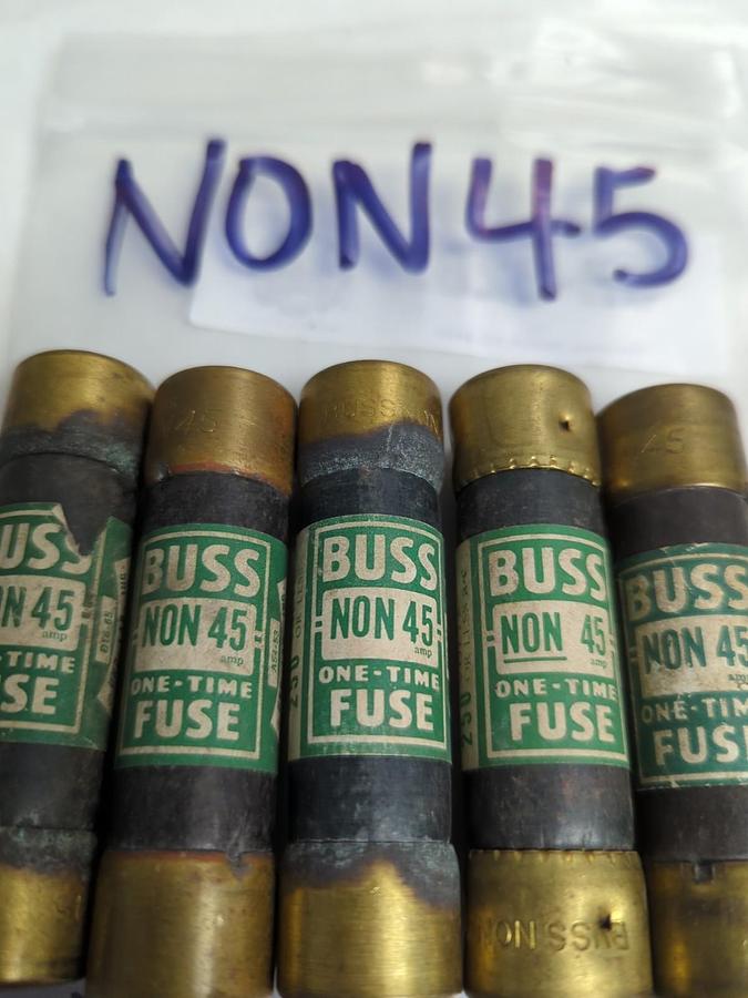 Used COOPER BUSSMANN,NON-45,ONE-TIME 45 AMP FUSE LOT OF 5 PRE-OWNED