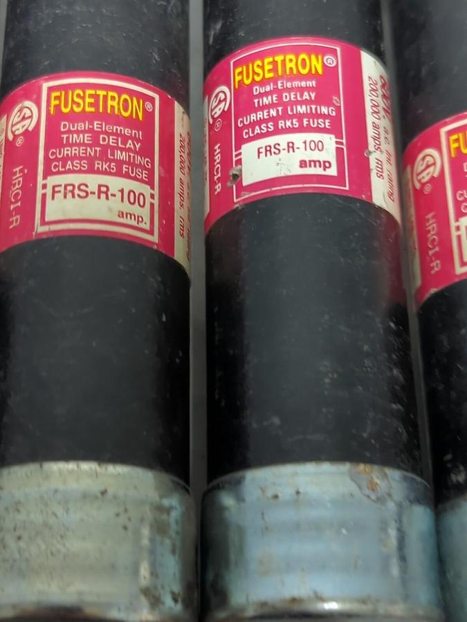 Used COOPER BUSSMANN,FRS-R-100,FUSETRON 100 AMP FUSE LOT OF 4 PRE-OWNED