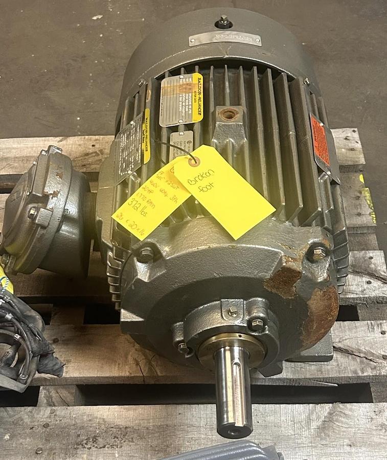 Used BALDOR,X256T,SUPER-E MOTOR 20HP 460V 1770RPM 3PH X256T FRAME BROKEN FOOT
