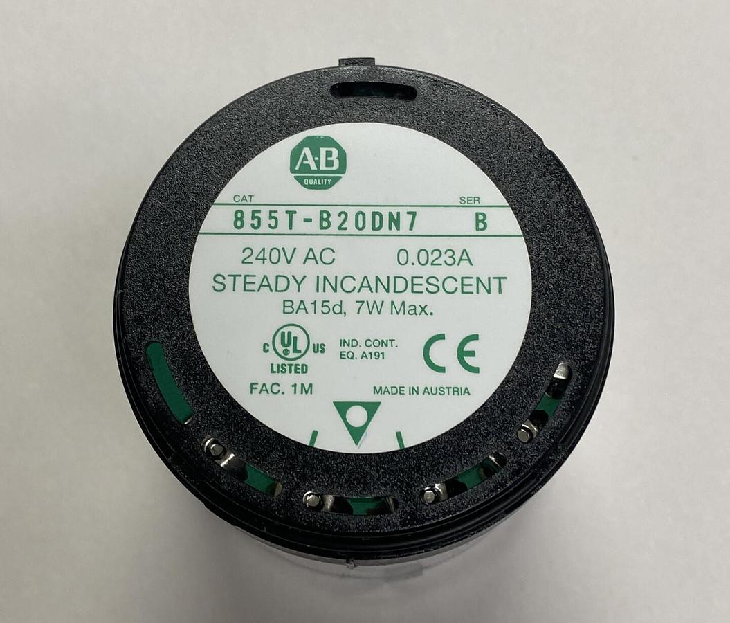 ALLEN BRADLEY,855T-B20DN7,SER B CLEAR STACK LIGHT NOS