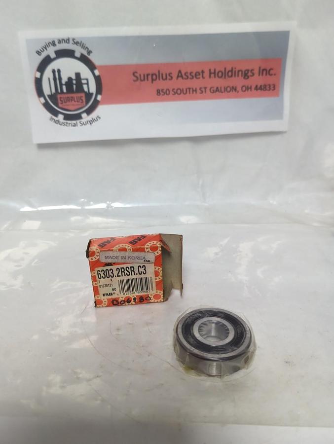FAG,6303 2RSR C3,RUBBER SEALED BALL BEARING 17X47X14MM NOS