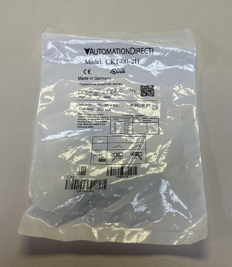 Used AUTOMATION DIRECT,CK1-00-2H,CAPACITIVE PROXIMITY SENSOR NEW