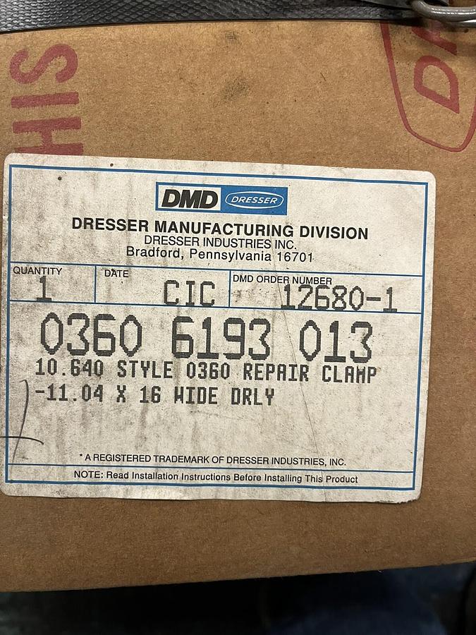 DRESSER,0360-6193-013,360 WATER REPAIR CLAMP 10.640