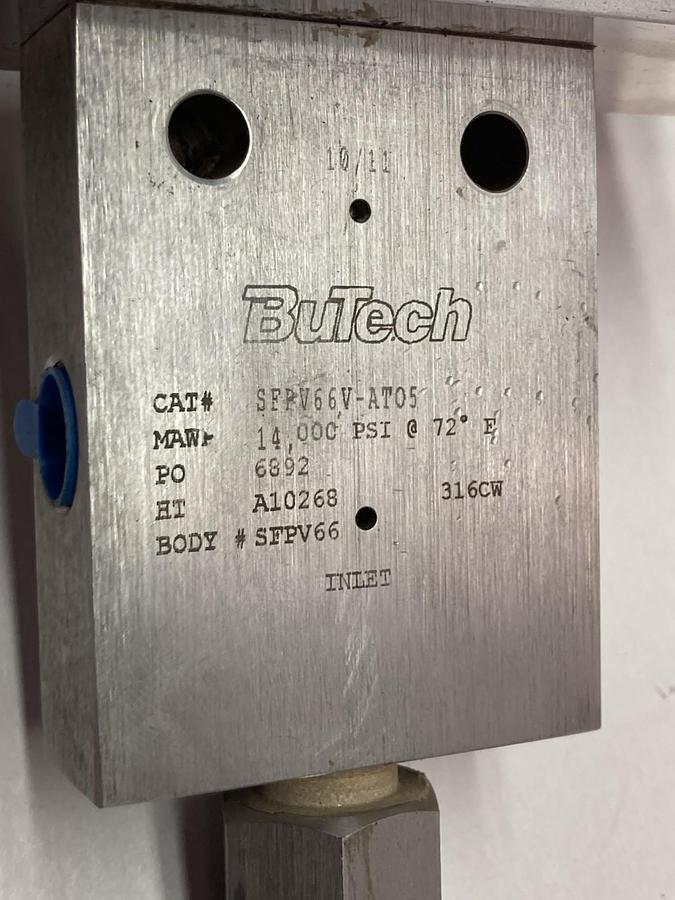 Used Butech,60UV66V-AT05,Pneumatic Actuator Valve 14000PSI Body #SFPV66