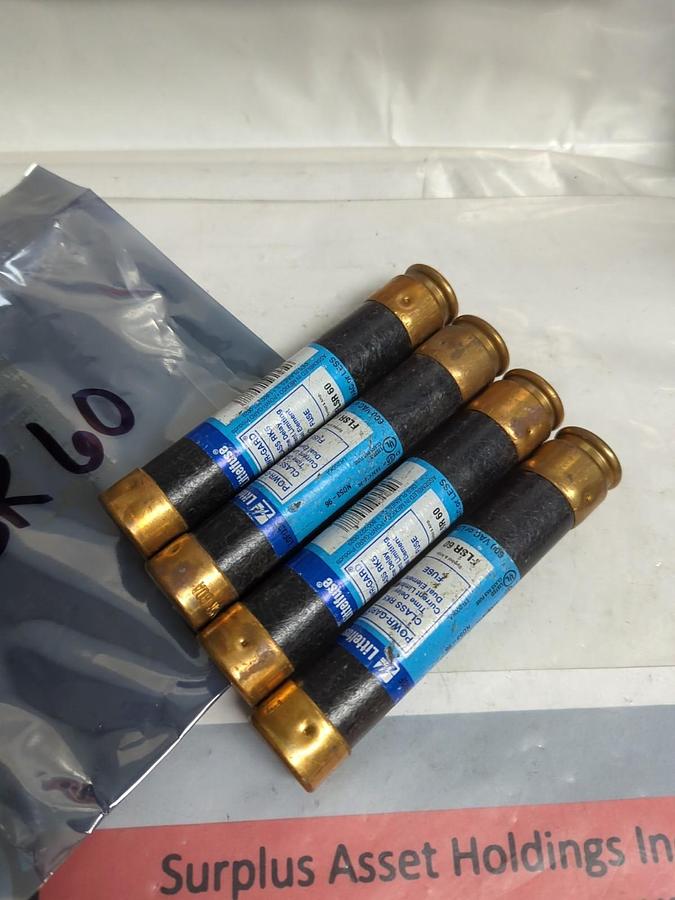 Used LITTELFUSE,FLSR60,INDICATOR 60 AMP FUSE LOT OF 4 PRE-OWNED