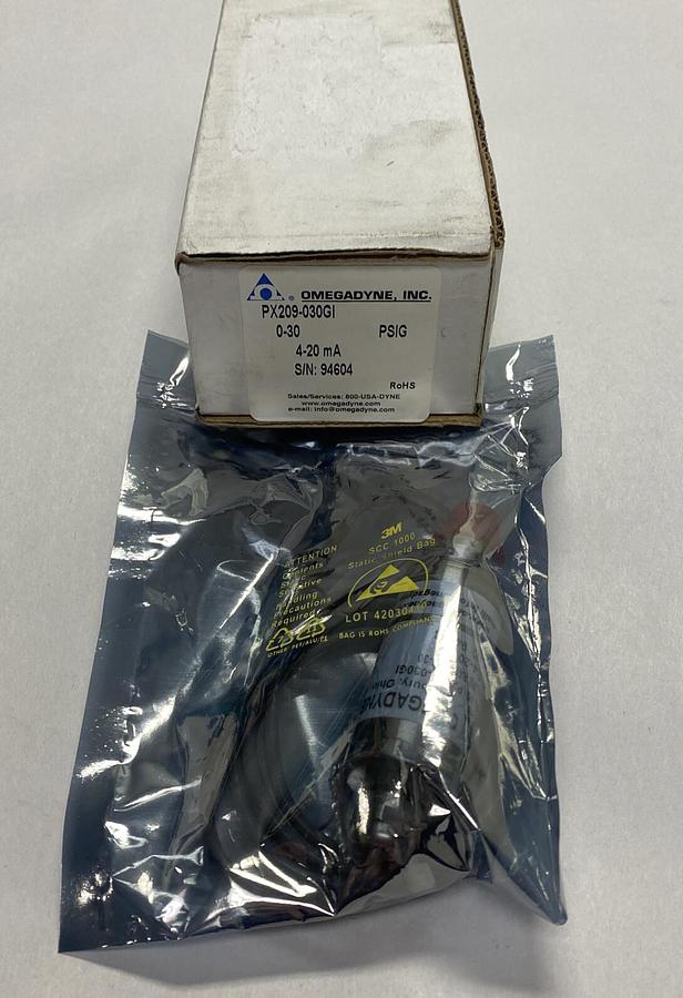 Used OMEGA,PX209-030GI,PRESSURE SENSOR 0-30 PSI NEW