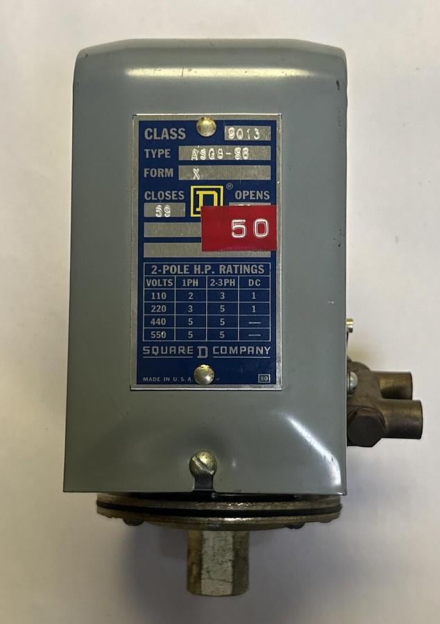 Used SQUARE D,9013-ASG8-S6,PRESSURE SWITCH