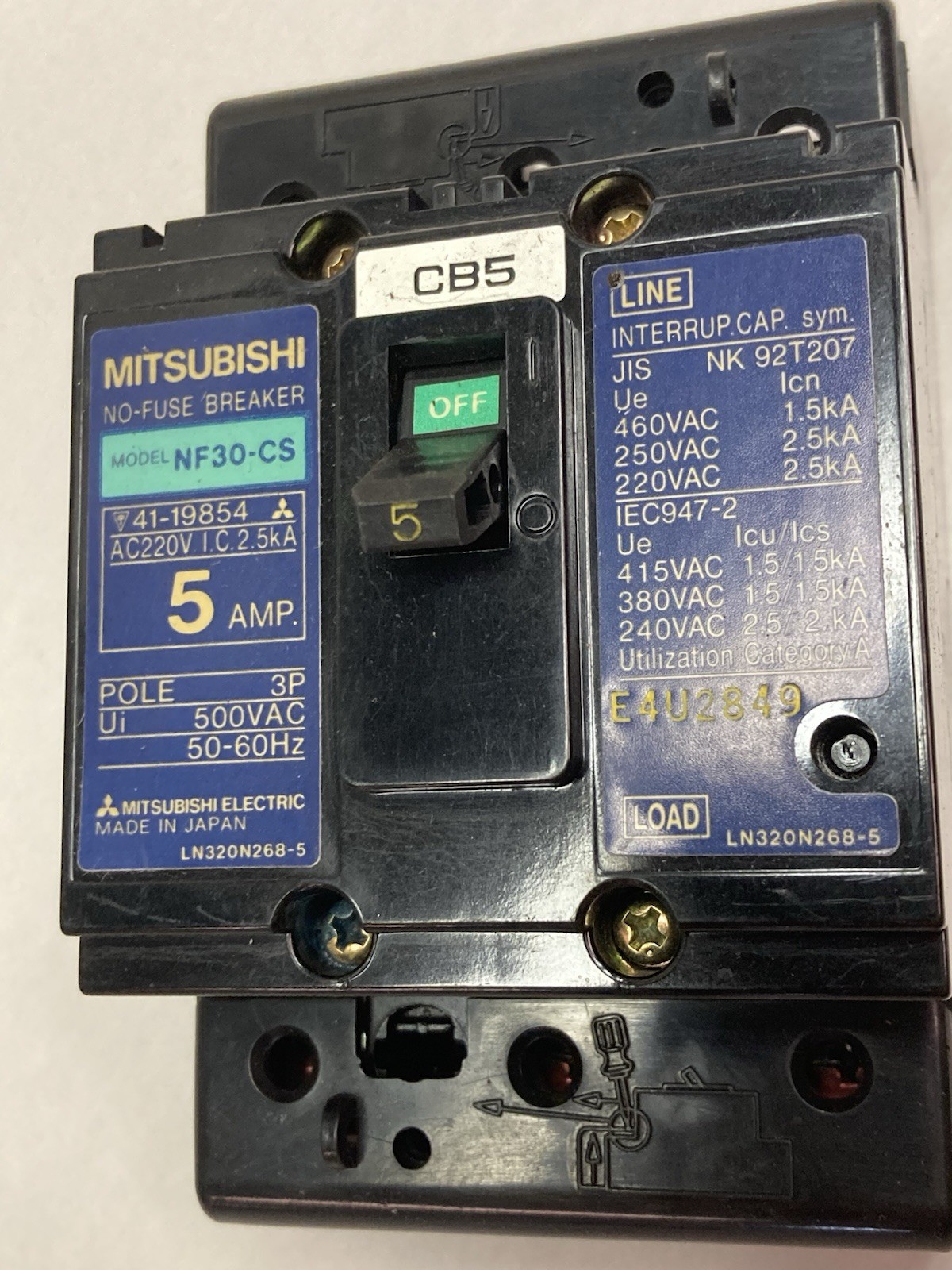 Mitsubishi,NF30-CS,3-Pole Circuit Breaker 5A