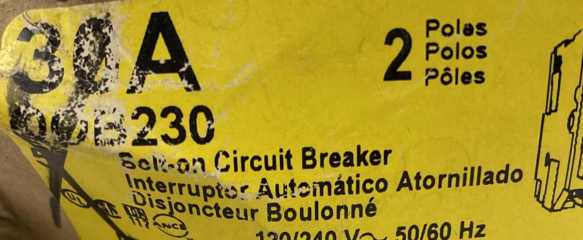 SQUARE D,QOB230,MINIATURE CIRCUIT BREAKER 30A 120/240V 2P LOT OF 2 NOS