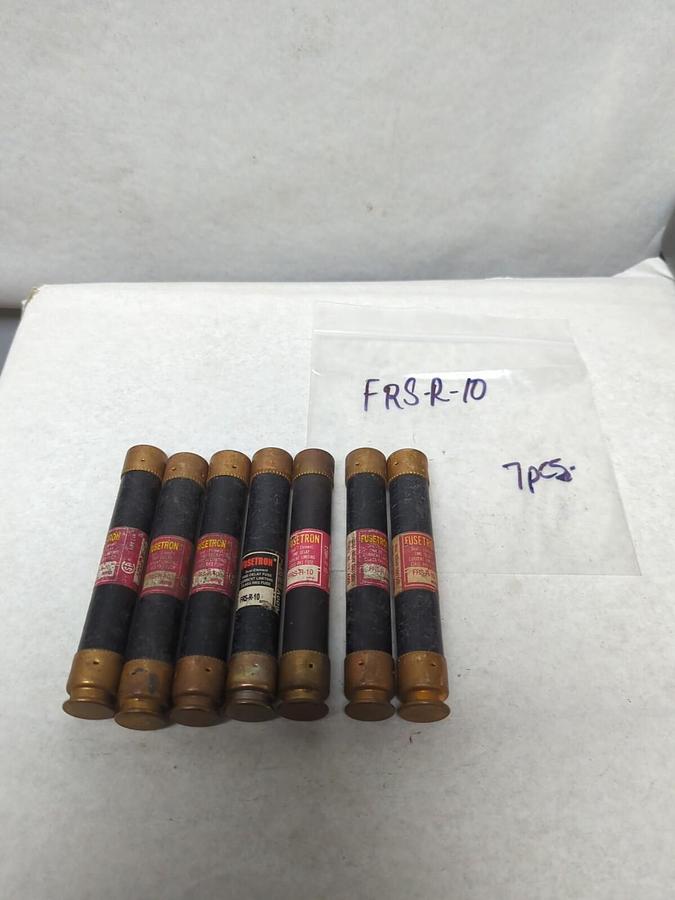 Used COOPER BUSSMANN,FRS-R-10,FUSETRON 10 AMP FUSE LOT OF 7 PRE-OWNED