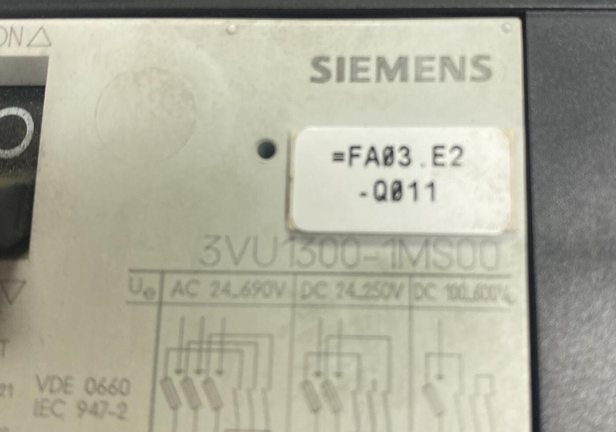 Used SIEMENS,3VU1300-1MS00,CIRCUIT BREAKER MOTOR STARTER