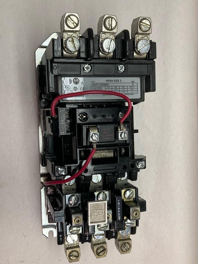 Used Allen-Bradley,500F-COD930,Contactor Nema Size 2 Series C 600VAC