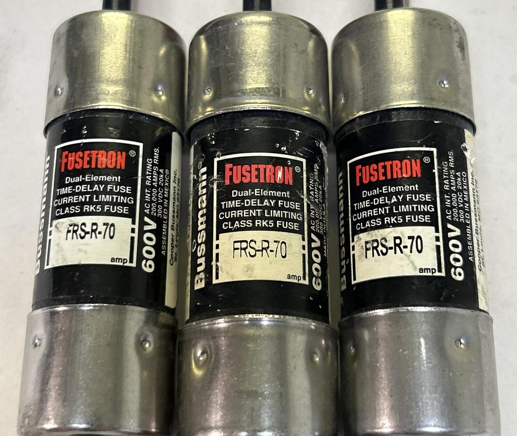 Used COOPER BUSSMANN,FRS-R-70,FUSETRON FUSE 70A 600V LOT OF 3