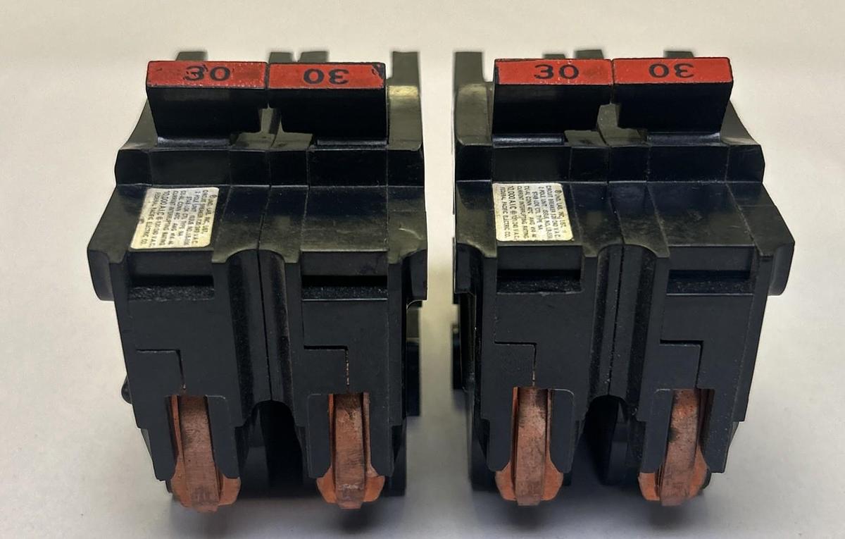 Used FEDERAL PACIFIC,NA230,CIRCUIT BREAKER 30A 120/240V 2P LOT OF 2