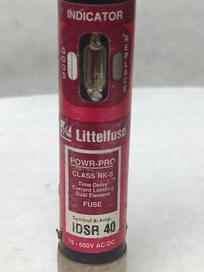 Used LITTELFUSE,IDSR-40,INDICATOR 40 AMP FUSE PRE-OWNED