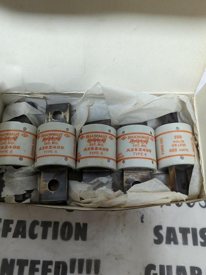 SHAWMUT,AMP-TRAP A25Z400,TYPE-4 FUSE 400 AMP BOX OF 5 NOS