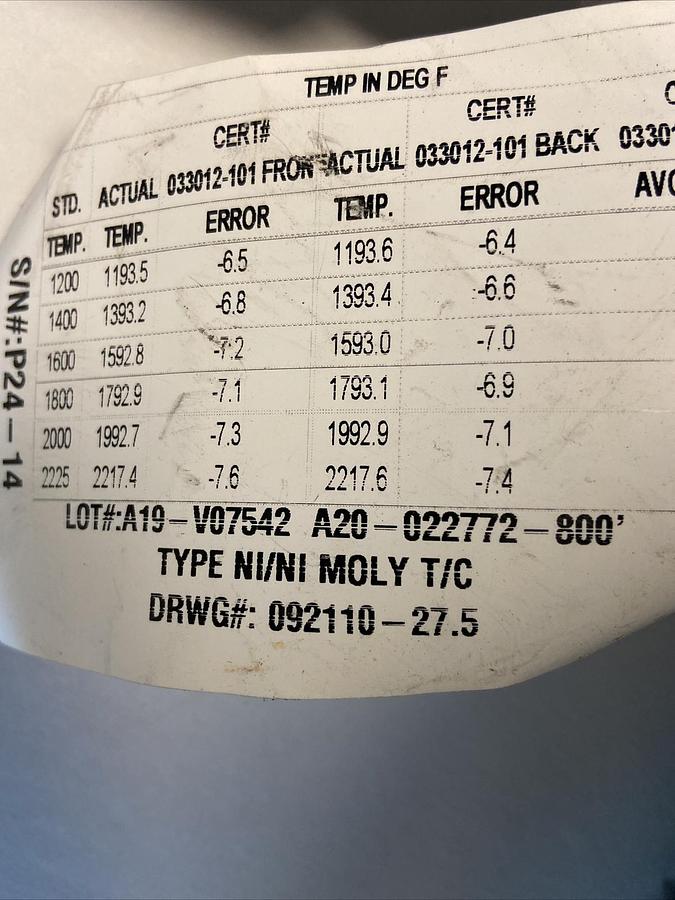 Cleveland Electric Laboratories,033012-101FB,27-1/2 INCH Thermocouple