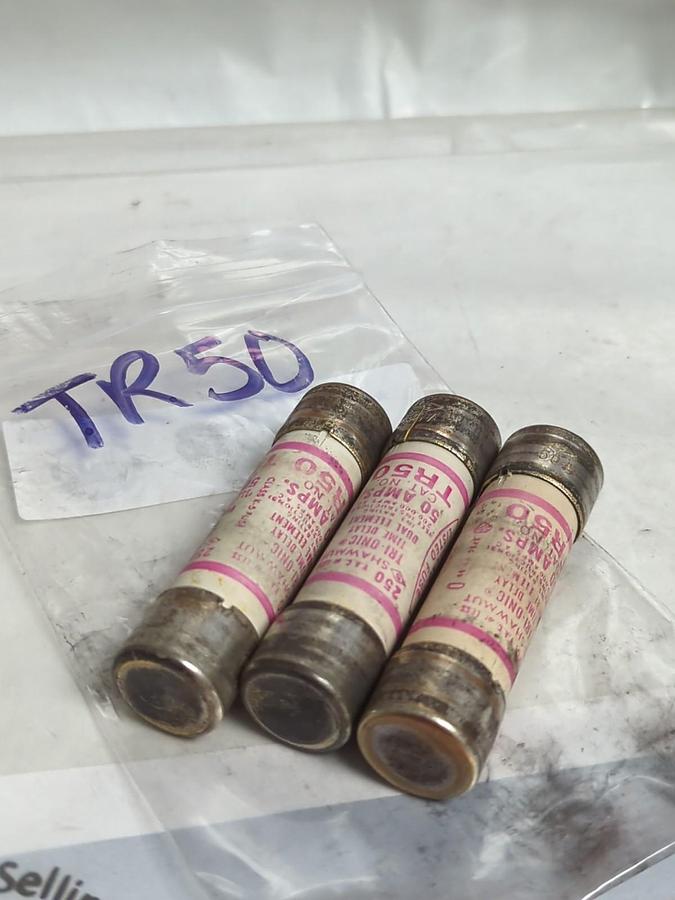 Used GOULD SHAWMUT,TR50,TRI-ONIC FUSE 50 AMP LOT OF 3 PRE-OWNED