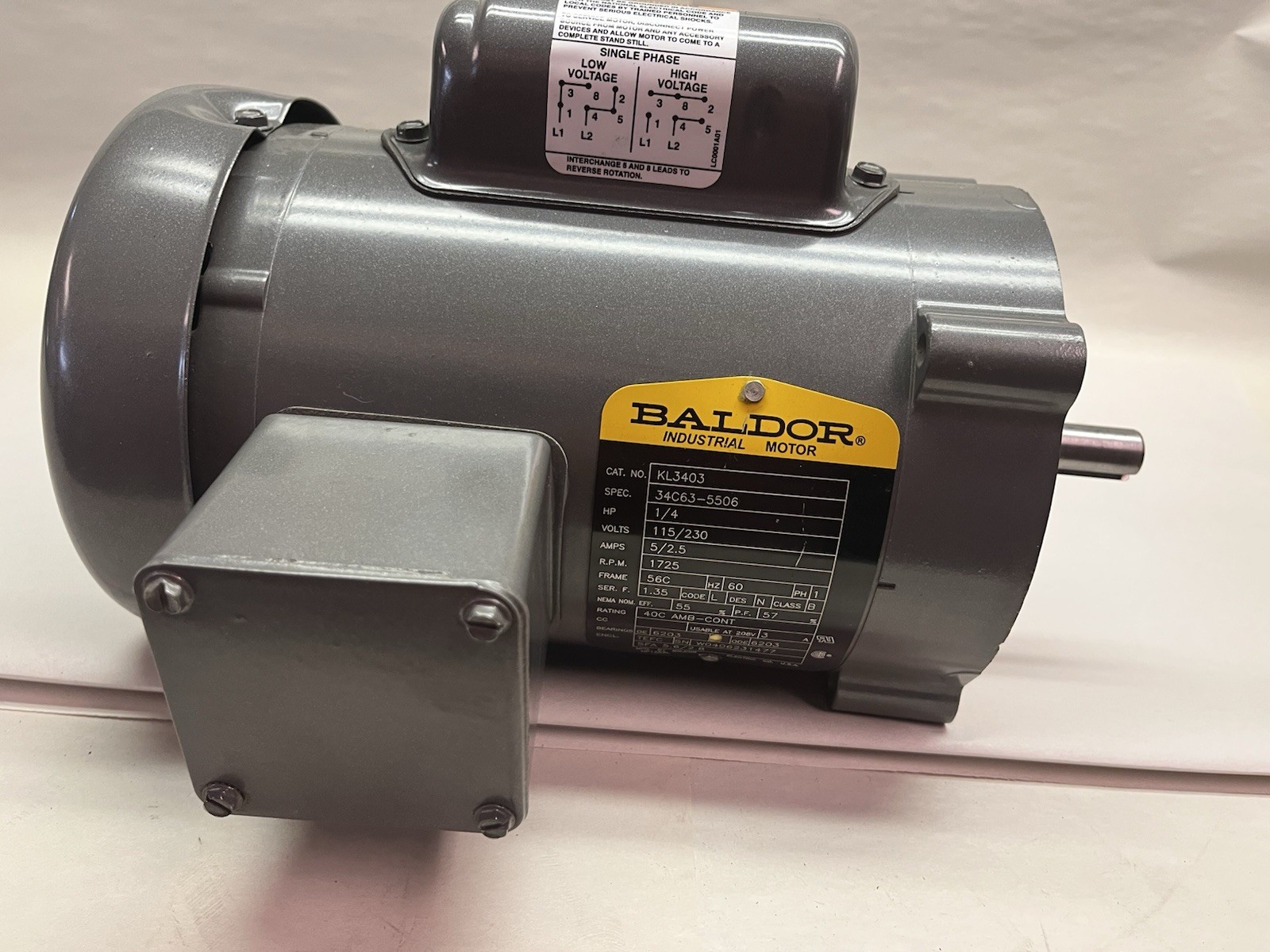 BALDOR,KL3403,MOTOR 1/4HP 1725 1PH 115/230V 56C