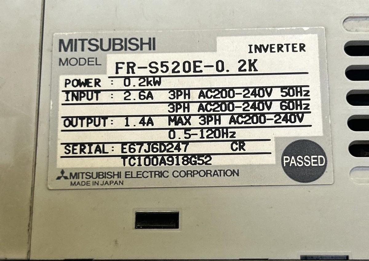 Used MITSUBISHI,FR-S520E-0.2K,INVERTER DRIVE