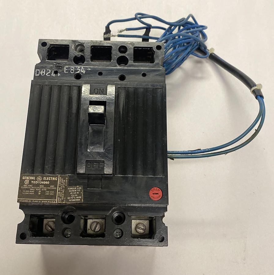 GENERAL ELECTRIC,TED134060,CIRCUIT BREAKER 60A 480V 3P NOS