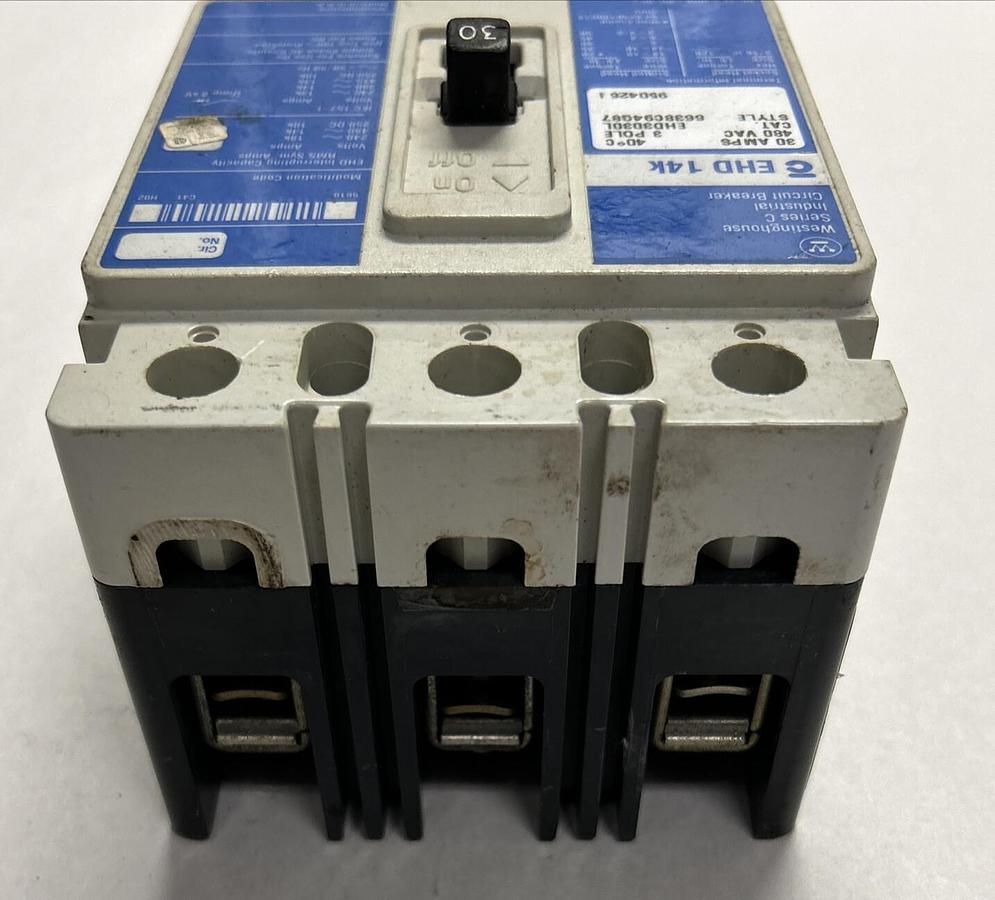 Used WESTINGHOUSE,EHD3030L,CIRCUIT BREAKER 30A 480V 3P