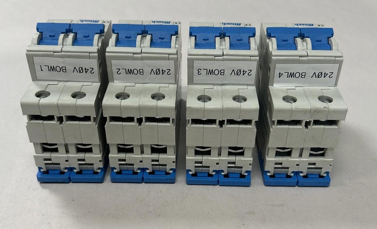 Used ALTECH,E301611,CIRCUIT BREAKER 8AMP 277V 2P LOT OF 4