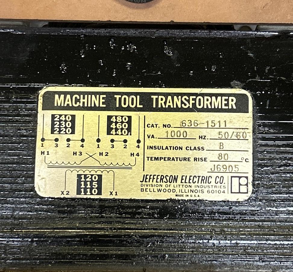 Used JEFFERSON ELECTRIC,636-1511,MACHINE TOOL TRANSFORMER