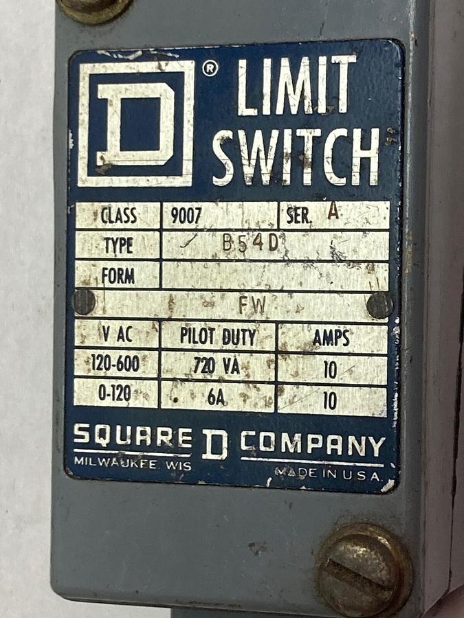 Used Square D,9007B54D,Limit Switch