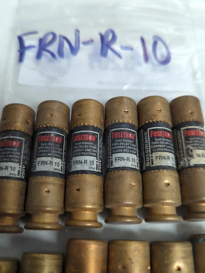 Used COOPER BUSSMANN,FRN-R-10,FUSETRON 10 AMP FUSE LOT OF 13 PRE-OWNED