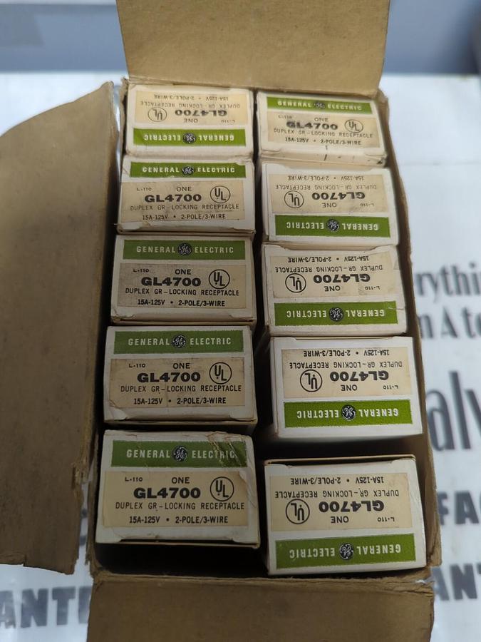 G.E.,GL4700,DUPLEX GROUNDING  RECEPTACLE 15A-125V  2-POLE 3-WIRE BOX OF 10 NOS