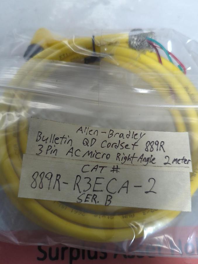 Used ALLEN BRADLEY,889R-R3ECA-2,QD CORDSET SERIES B 3-PIN PRE-OWNED