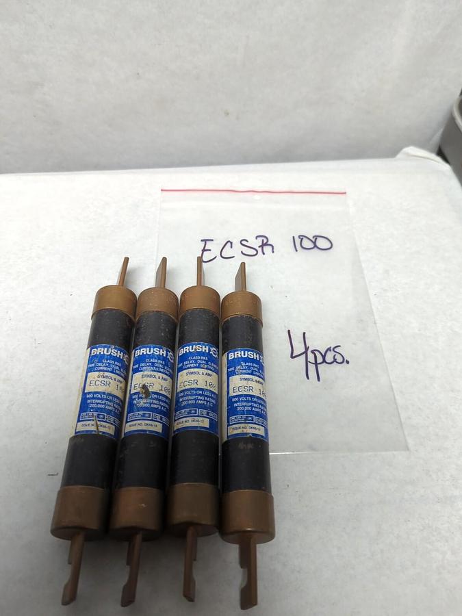 Used BRUSH,ECSR-100,DUAL ELEMENT 80 AMP FUSE LOT OF 4 PRE-OWNED
