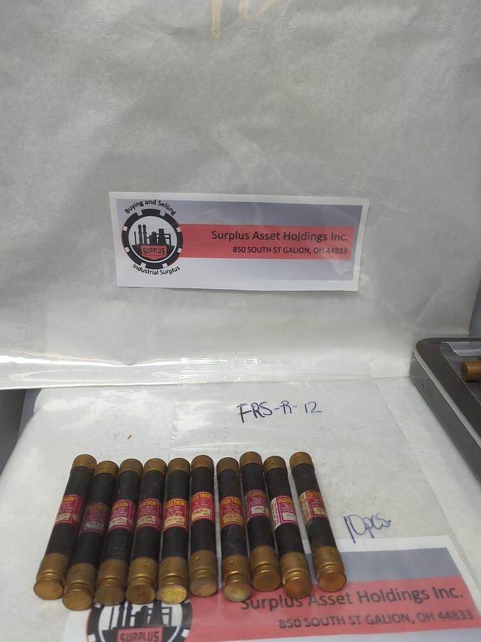 Used COOPER BUSSMANN,FRS-R-12,FUSETRON 12 AMP FUSE LOT OF 10 PRE-OWNED