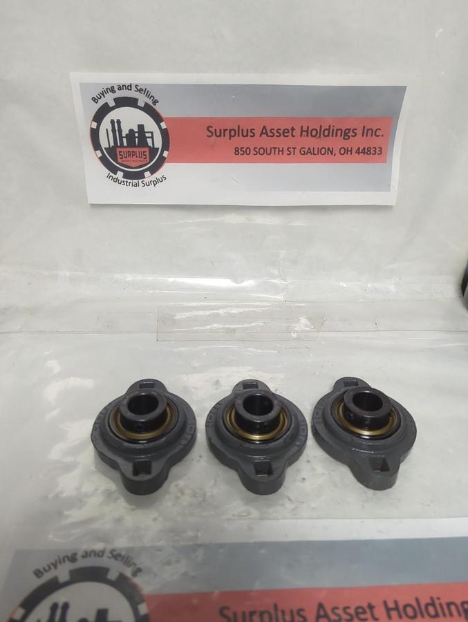 Used SEALMASTER,LFT-12,2-BOLT FLANGE BEARING 3/4 INCH BORE LOT OF 3 PRE-OWNED