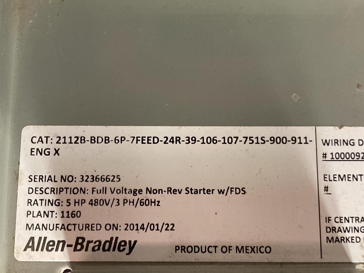 Used Allen-Bradley,2112B,Size 1 Fused MCC 20 Inch Starter Feeder Bucket