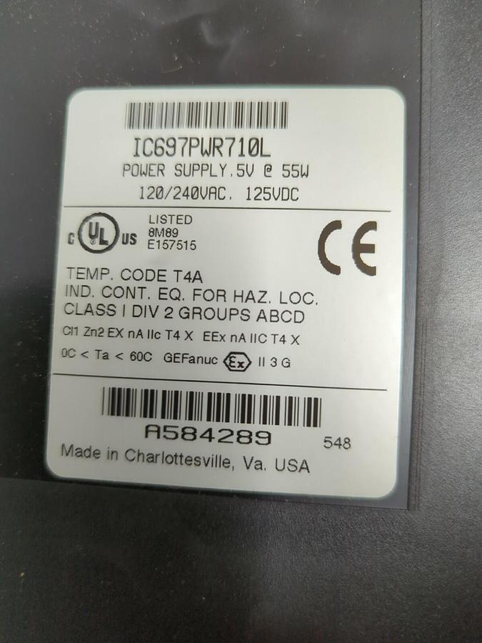 GE FANUC,IC697 PWR710L,SERIES 90-70 POWER SUPPLY 120/240 VAC 125VDC 55W NOS