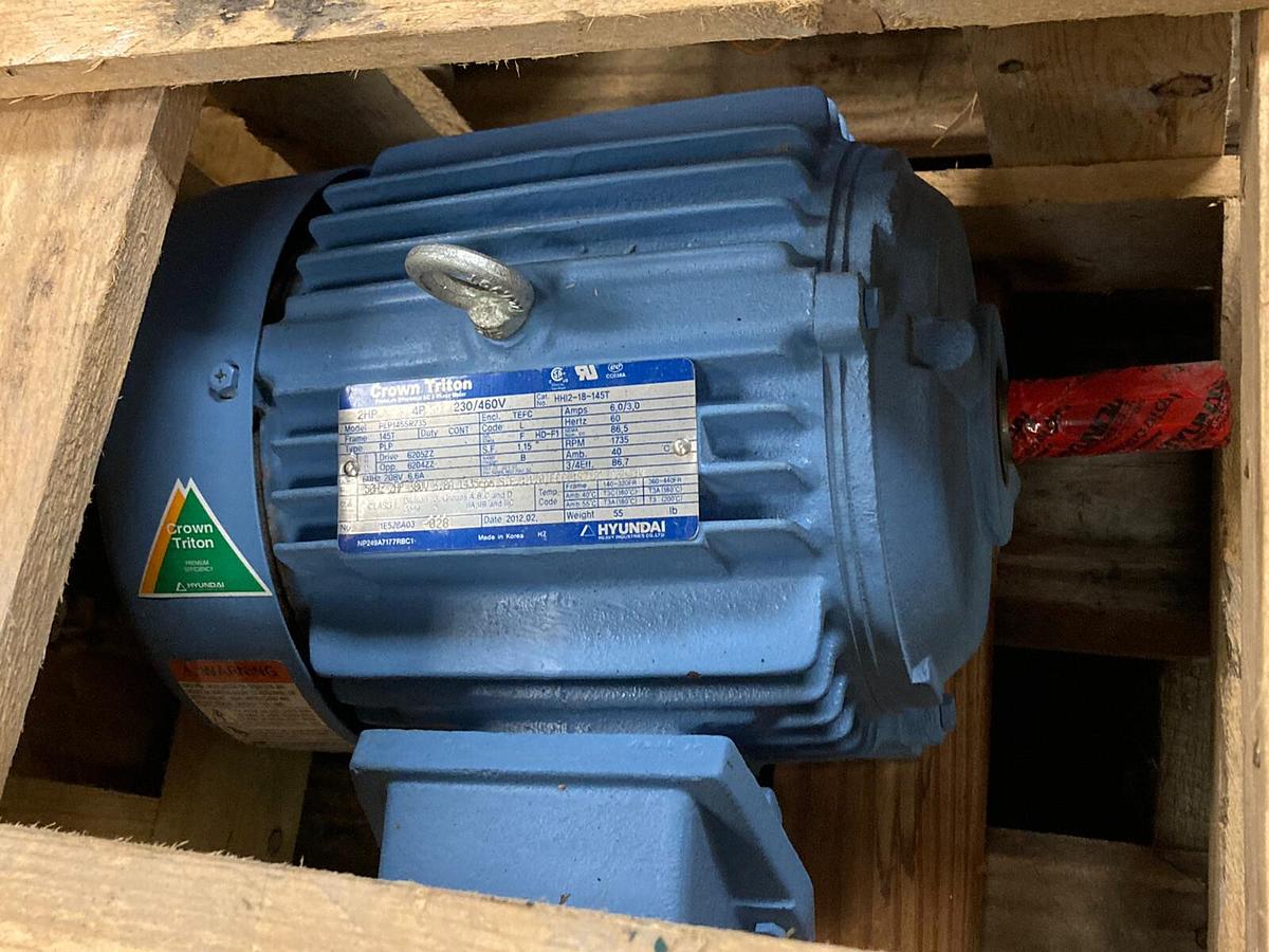 Used Crown Triton,PLP145SR235,2HP 3 Phase Motor 1735 RPM 230/460V  145T Frame