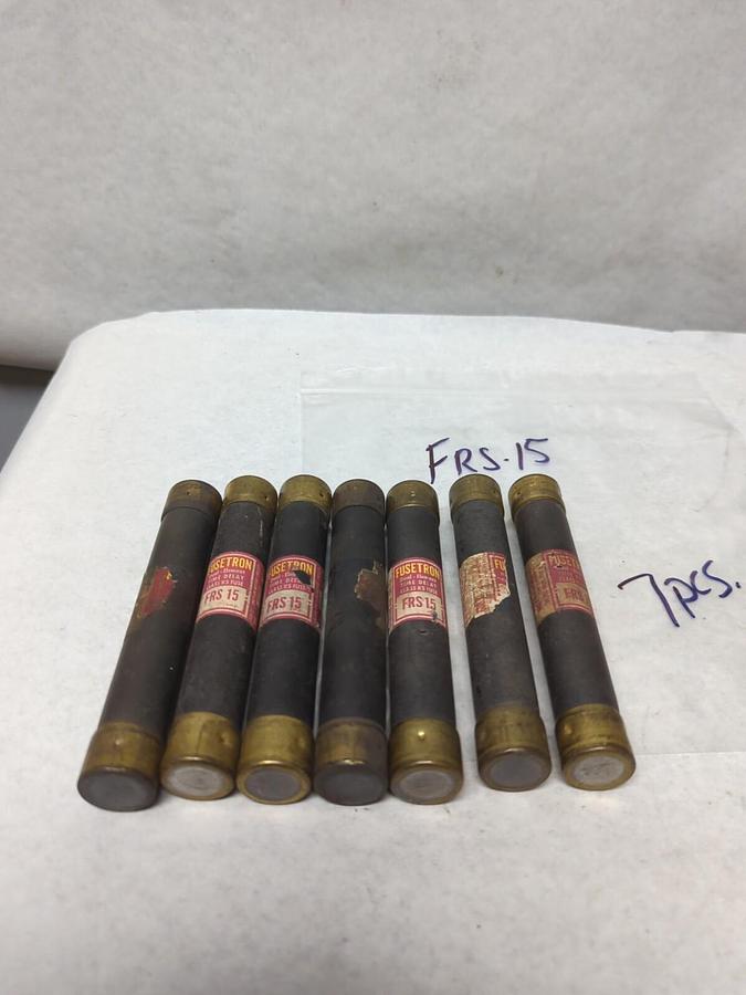 Used COOPER BUSSMANN,FRS-15,FUSETRON 15 AMP FUSE LOT OF 7 PRE-OWNED