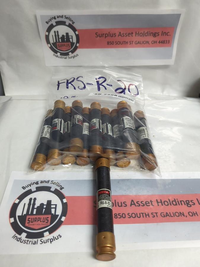 Used COOPER BUSSMANN,FRS-R-20,FUSETRON 20 AMP FUSE LOT OF 12 PRE-OWNED