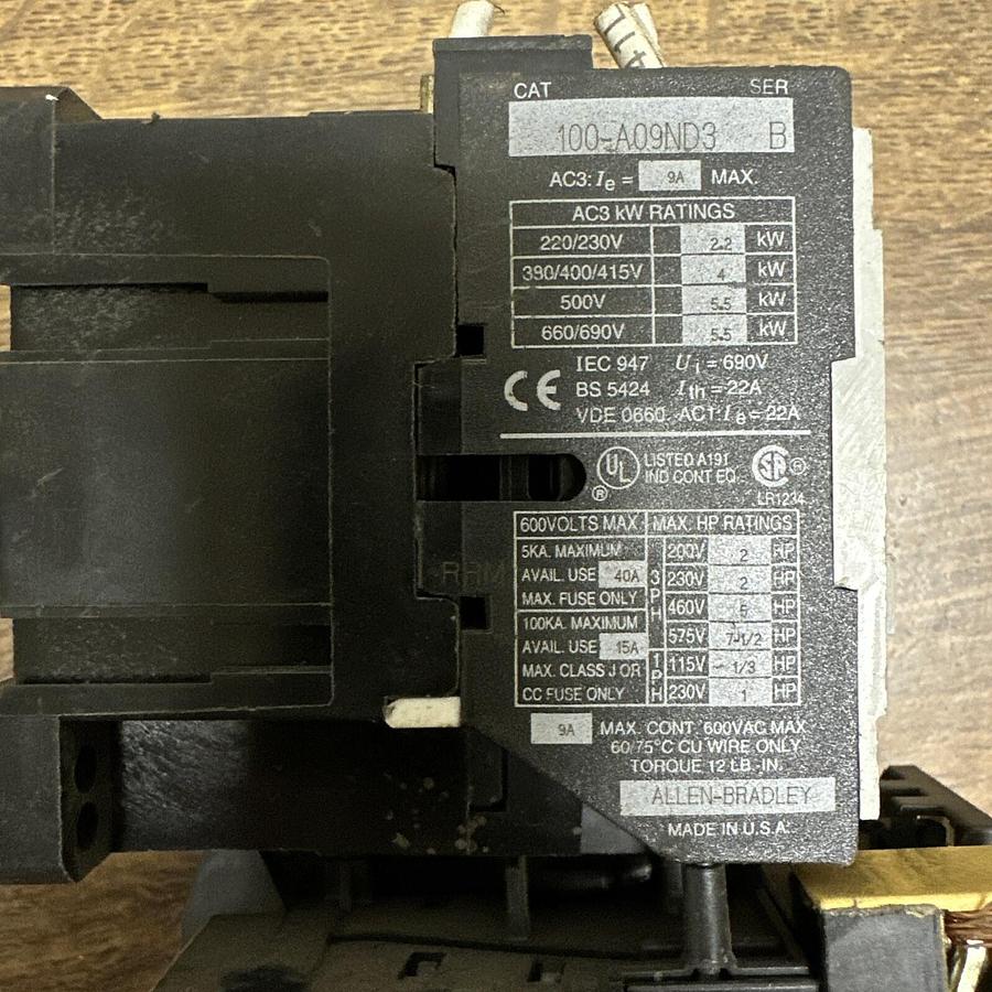 Used Allen Bradley,100-A09ND3193,WOverload Relay BSB 22