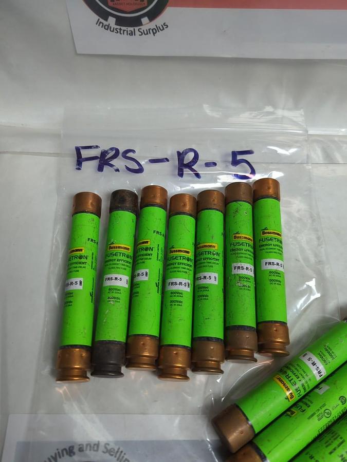 Used COOPER BUSSMANN,FRS-R-5,FUSETRON 5 AMP FUSE LOT OF 13 PRE-OWNED
