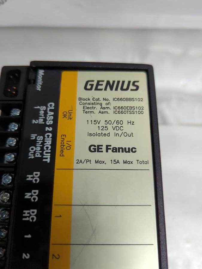 Used GE FANUC,IC660BBS102,GENIUS ISOLATED IN/OUT MODULE 115V 50/60HZ 125VDC